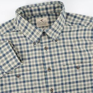 Genteal Performance Plaid Button Down Blue Long Sleeve Mens Medium Shirt
